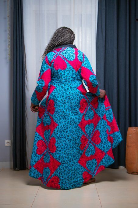 ROBE MANTEAU en pagne Wax 100% coton  -