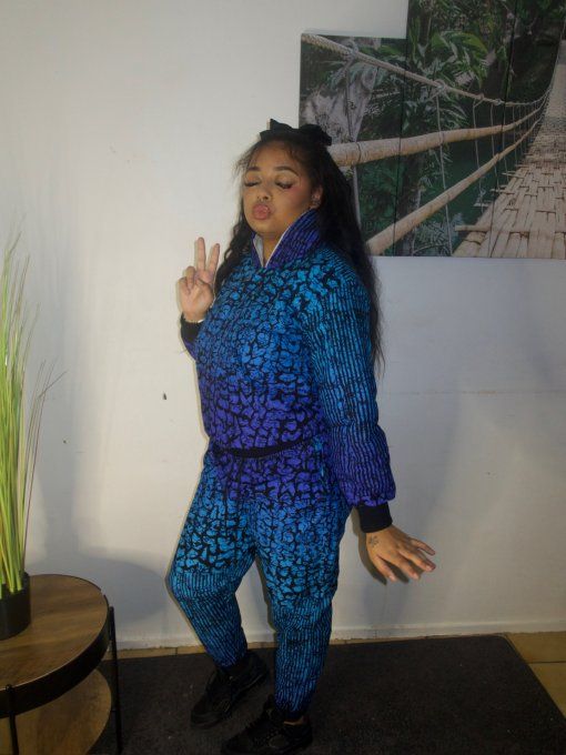 Ensemble BONBERS en pagne WAX UNI SEXE 100% coton - BLEU