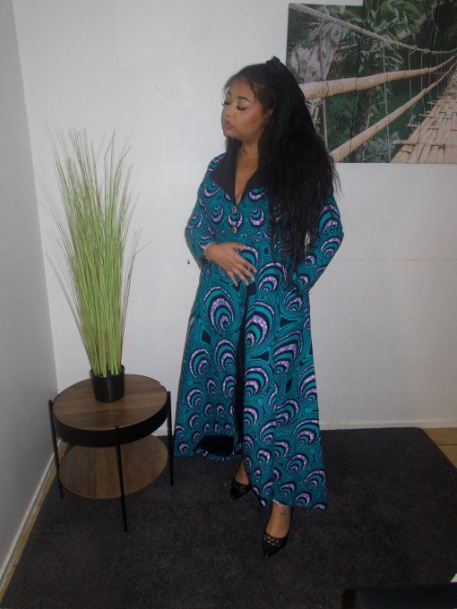 ROBE MANTEAU en pagne Wax 100% coton