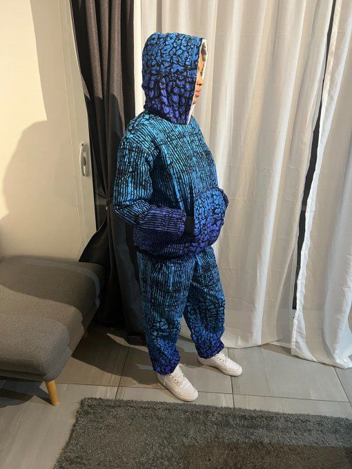 Ensemble BONBERS en pagne WAX UNI SEXE 100% coton  - BLEU