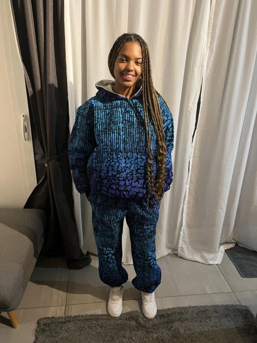 Ensemble BONBERS en pagne WAX UNI SEXE 100% coton  - BLEU