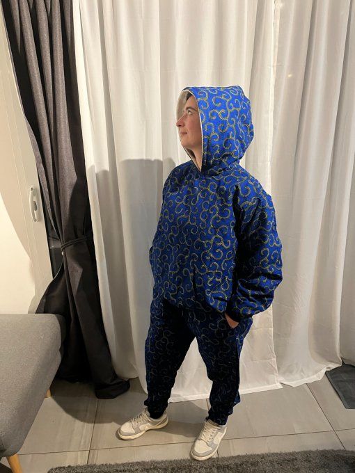 Ensemble BONBERS en pagne WAX UNI SEXE 100% coton - BLEU