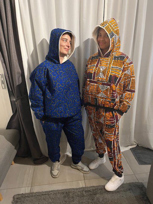 Ensemble BONBERS en pagne WAX UNI SEXE 100% coton - BLEU 