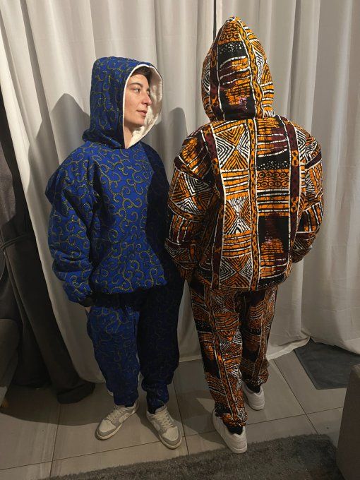 Ensemble BONBERS en pagne WAX UNI SEXE 100% coton - BLEU 