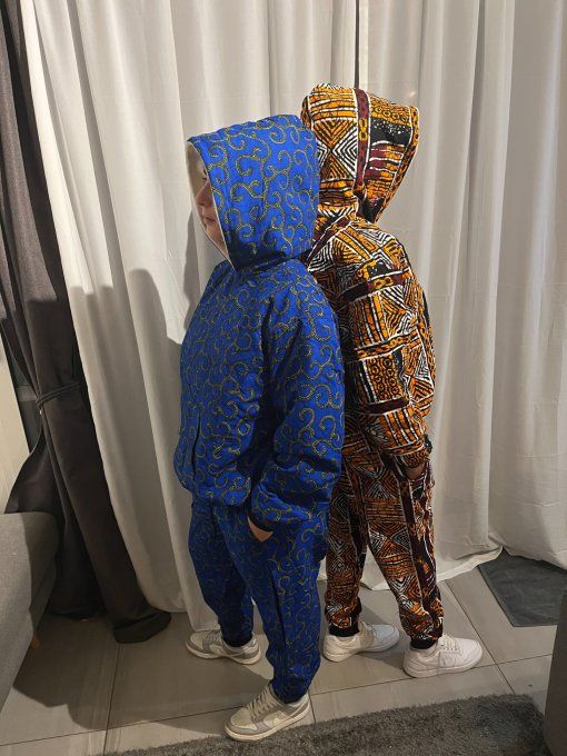 Ensemble BONBERS en pagne WAX UNI SEXE 100% coton - BLEU 