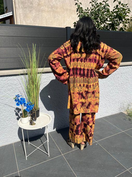 ENSEMBLE 2 PIECES LEILA  en PAGNE KOKODUNDA 100% coton Adapté à toutes les tailles et très Stylé. 