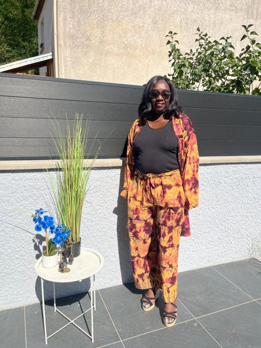 ENSEMBLE 2 PIECES LEILA en PAGNE KOKODUNDA 100% coton Adapté à toutes les tailles et très Stylé.