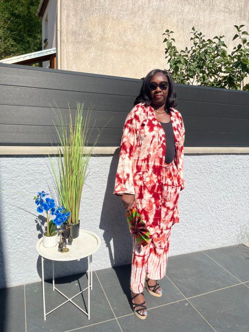 ENSEMBLE 2 PIECES LEILA  en PAGNE KOKODUNDA 100% coton Adapté à toutes les tailles et très Stylé. 