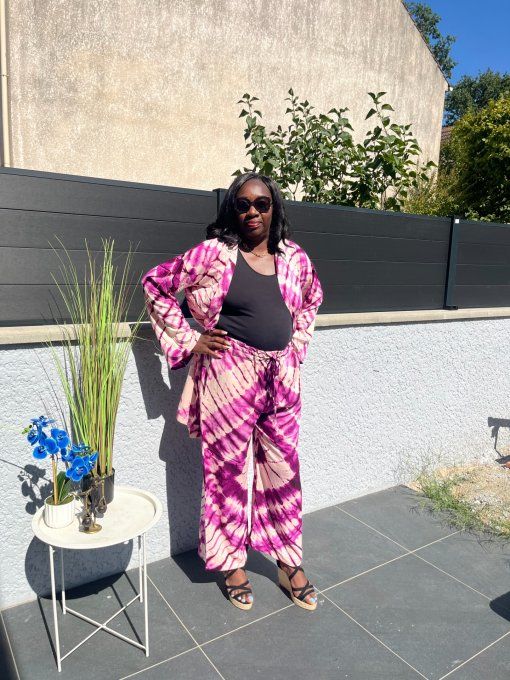 ENSEMBLE 2 PIECES LEILA  en PAGNE KOKODUNDA 100% coton Adapté à toutes les tailles et très Stylé. 