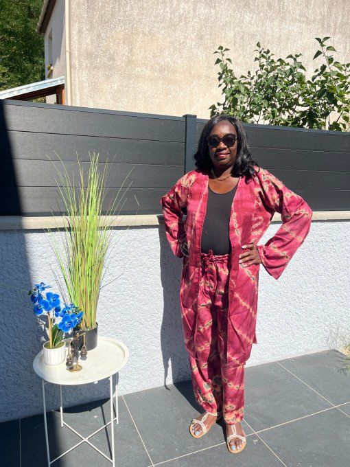 ENSEMBLE 2 PIECES LEILA en PAGNE KOKODUNDA 100% coton Adapté à toutes les tailles et très Stylé.