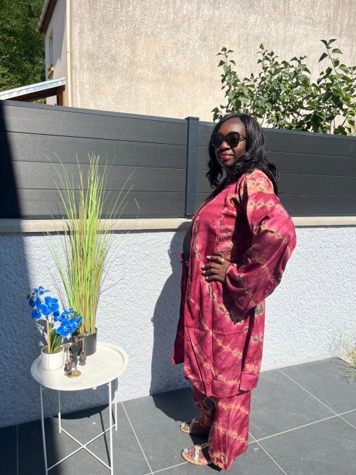 ENSEMBLE 2 PIECES LEILA  en PAGNE KOKODUNDA 100% coton Adapté à toutes les tailles et très Stylé. 