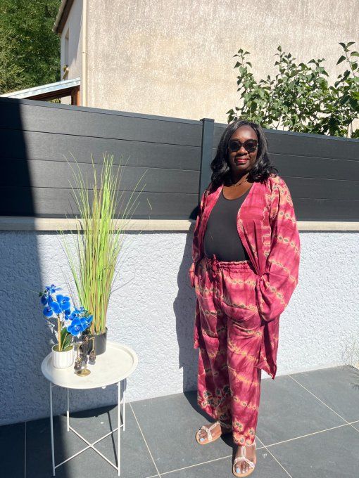 ENSEMBLE 2 PIECES LEILA  en PAGNE KOKODUNDA 100% coton Adapté à toutes les tailles et très Stylé. 