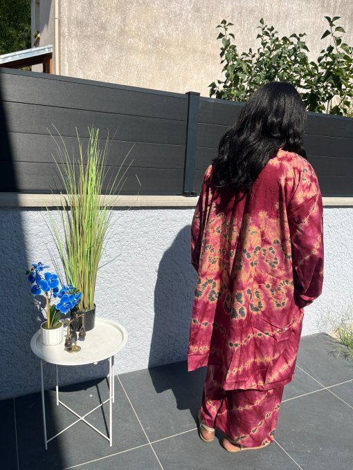 ENSEMBLE 2 PIECES LEILA  en PAGNE KOKODUNDA 100% coton Adapté à toutes les tailles et très Stylé. 