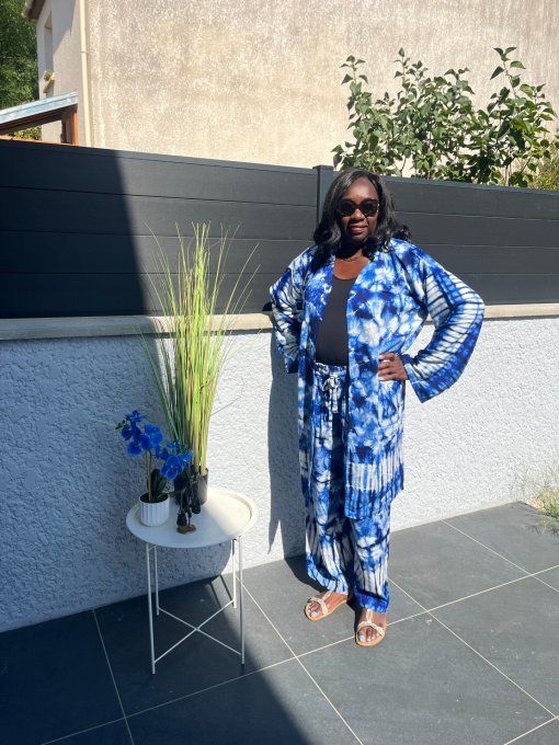 ENSEMBLE 2 PIECES LEILA en PAGNE KOKODUNDA 100% coton Adapté à toutes les tailles et très Stylé.