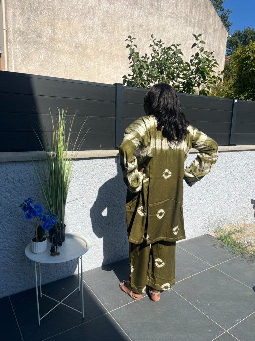 ENSEMBLE 2 PIECES LEILA  en PAGNE KOKODUNDA 100% coton Adapté à toutes les tailles et très Stylé. 