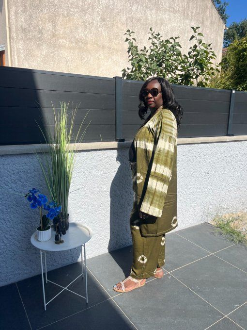 ENSEMBLE 2 PIECES LEILA  en PAGNE KOKODUNDA 100% coton Adapté à toutes les tailles et très Stylé. 