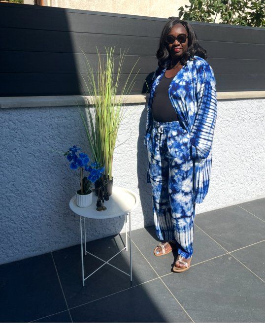 ENSEMBLE 2 PIECES LEILA  en PAGNE KOKODUNDA 100% coton Adapté à toutes les tailles et très Stylé. 