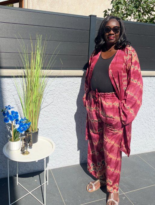 ENSEMBLE 2 PIECES LEILA  en PAGNE KOKODUNDA 100% coton Adapté à toutes les tailles et très Stylé. 
