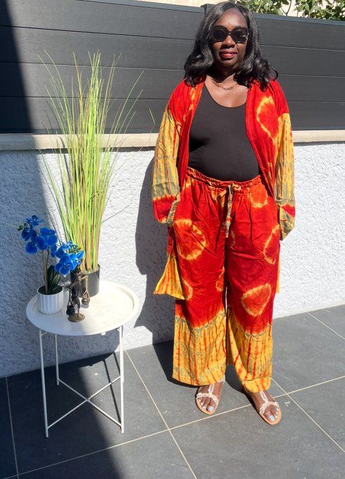 ENSEMBLE 2 PIECES LEILA en PAGNE KOKODUNDA 100% coton Adapté à toutes les tailles et très Stylé.