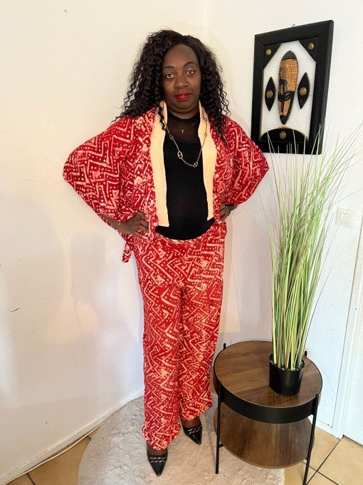 ENSEMBLE DEUX PIECES "OCEANE" 100% coton en pagne ADIRE