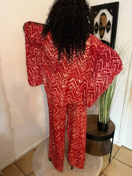 ENSEMBLE DEUX PIECES "OCEANE" 100% coton en pagne ADIRE 