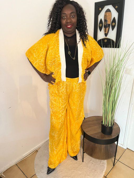 ENSEMBLE DEUX PIECES "OCEANE" 100% coton en pagne ADIRE