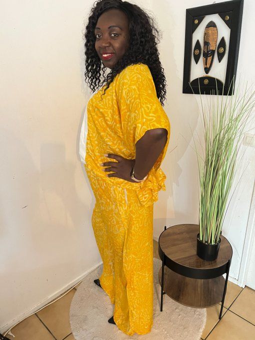 ENSEMBLE DEUX PIECES "OCEANE" 100% coton en pagne ADIRE 
