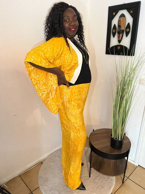 ENSEMBLE DEUX PIECES "OCEANE" 100% coton en pagne ADIRE 