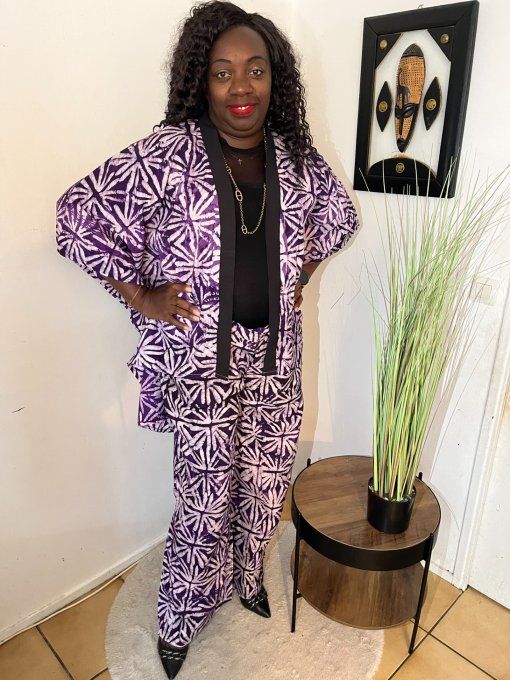 ENSEMBLE DEUX PIECES "OCEANE" 100% coton en pagne ADIRE