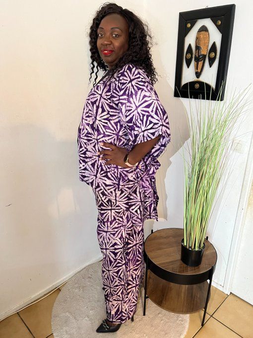 ENSEMBLE DEUX PIECES "OCEANE" 100% coton en pagne ADIRE