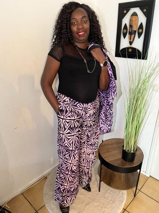 ENSEMBLE DEUX PIECES "OCEANE" 100% coton en pagne ADIRE