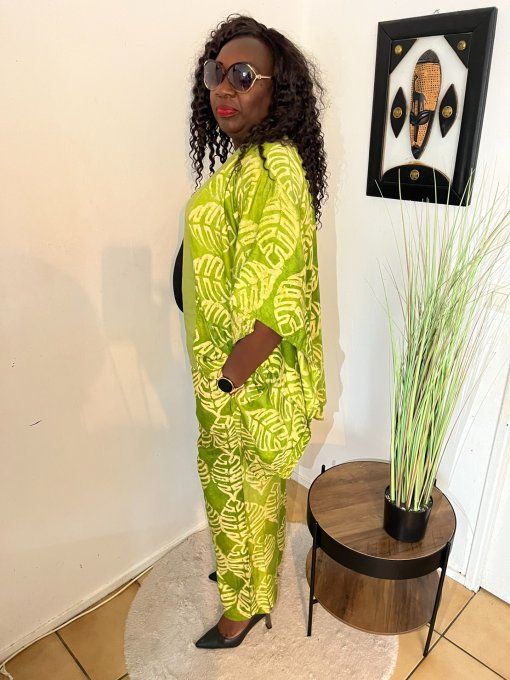 ENSEMBLE DEUX PIECES "OCEANE" 100% coton en pagne ADIRE
