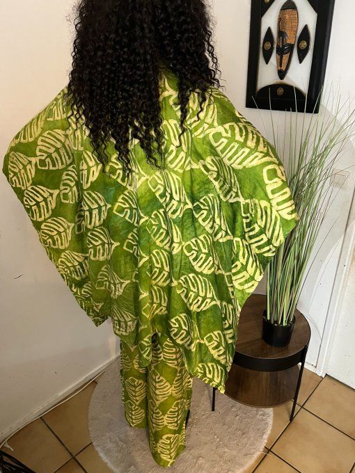 ENSEMBLE DEUX PIECES "OCEANE" 100% coton en pagne ADIRE