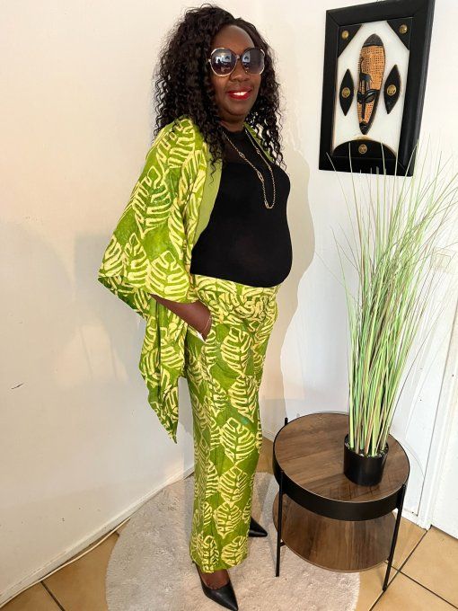 ENSEMBLE DEUX PIECES "OCEANE" 100% coton en pagne ADIRE