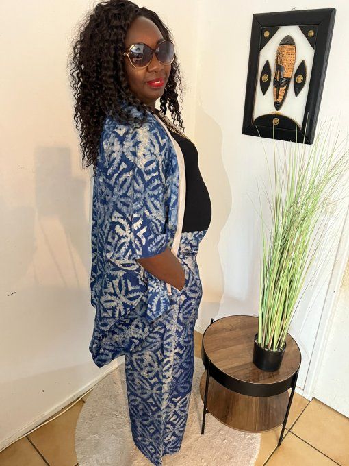 ENSEMBLE DEUX PIECES "OCEANE" 100% coton en pagne ADIRE 
