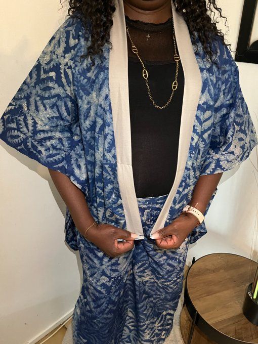 ENSEMBLE DEUX PIECES "OCEANE" 100% coton en pagne ADIRE 