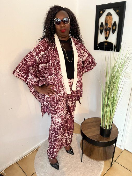 ENSEMBLE DEUX PIECES "OCEANE" 100% coton en pagne ADIRE