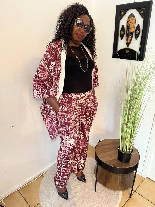 ENSEMBLE DEUX PIECES "OCEANE"  100% coton en pagne ADIRE