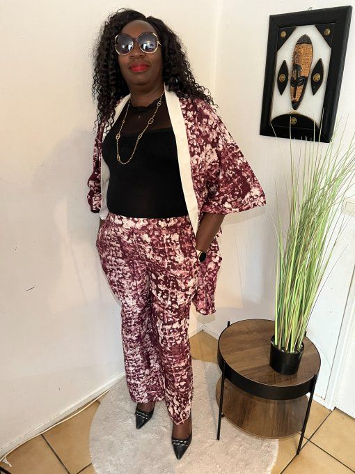 ENSEMBLE DEUX PIECES "OCEANE"  100% coton en pagne ADIRE