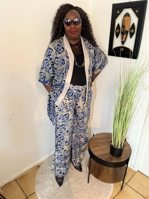 ENSEMBLE DEUX PIECES "OCEANE" 100% coton en pagne ADIRE