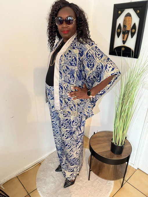 ENSEMBLE DEUX PIECES "OCEANE"  100% coton en pagne ADIRE 