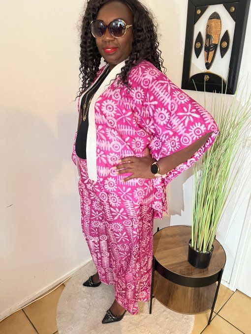 ENSEMBLE DEUX PIECES "OCEANE"  100% coton en pagne ADIRE
