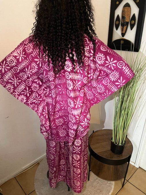 ENSEMBLE DEUX PIECES "OCEANE"  100% coton en pagne ADIRE