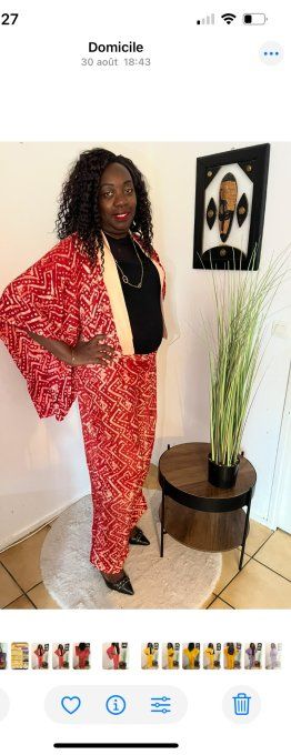 ENSEMBLE DEUX PIECES "OCEANE" 100% coton en pagne ADIRE 